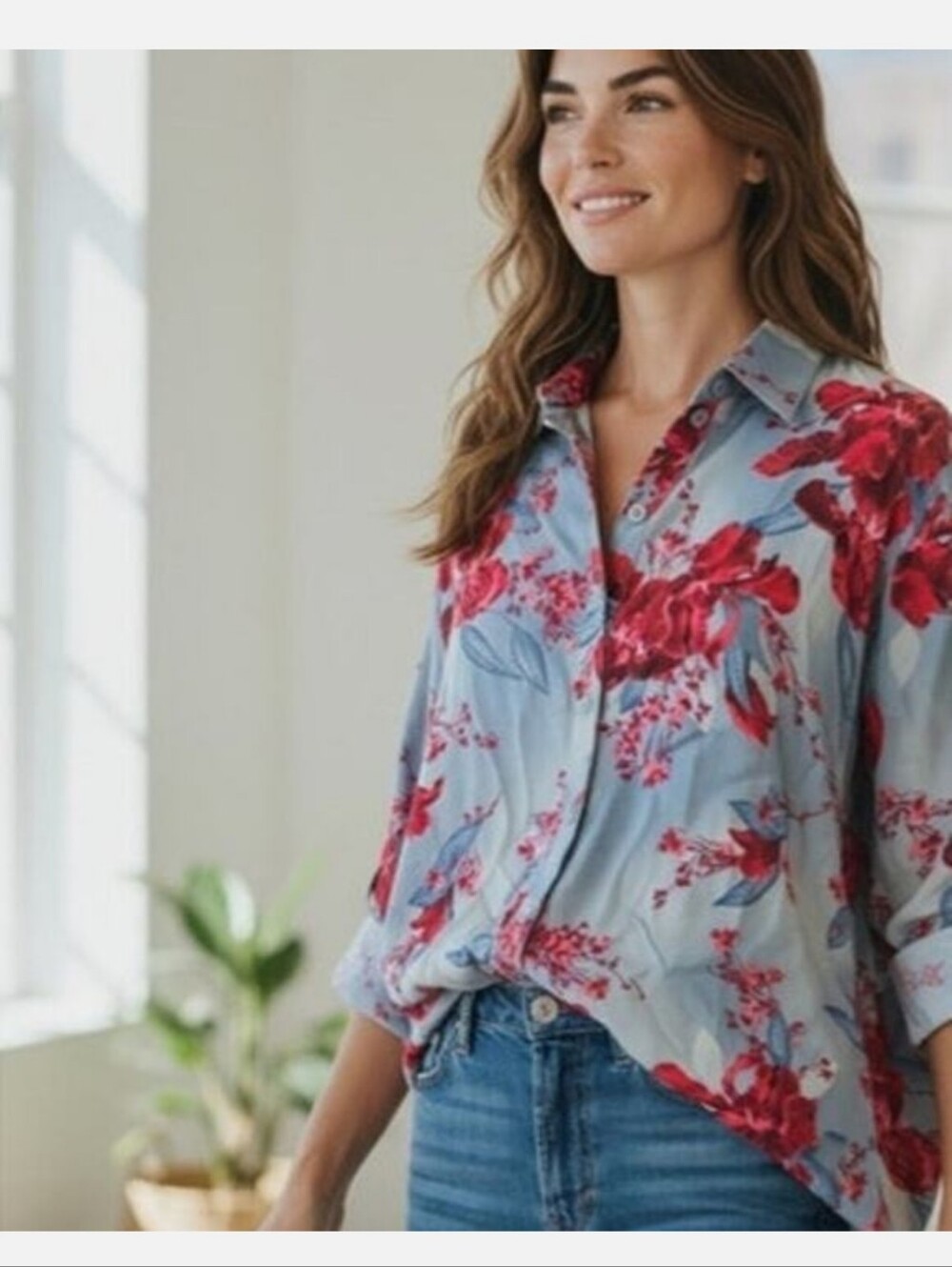 J. Crew Drapey Relaxed Fit Button Down Floral Viscose Twill Blouse Womens Medium